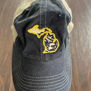 Navy blue University of Michigan Baseball Cap with Yellow Embroidered Patch